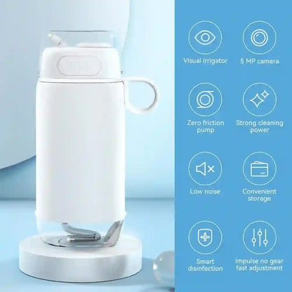 Portable cordless oral irrigator, equipped with a 5-megapixel 1080p camera with a built-in camera.