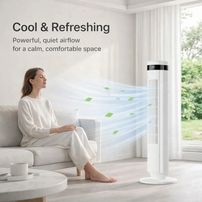 Blade-less oscillating fan with remote control, 5 speed settings and 4 modes