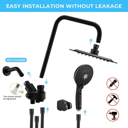 Handheld showerhead with 6+1 spray modes, height-adjustable, one-touch pause button, chrome-plated finish