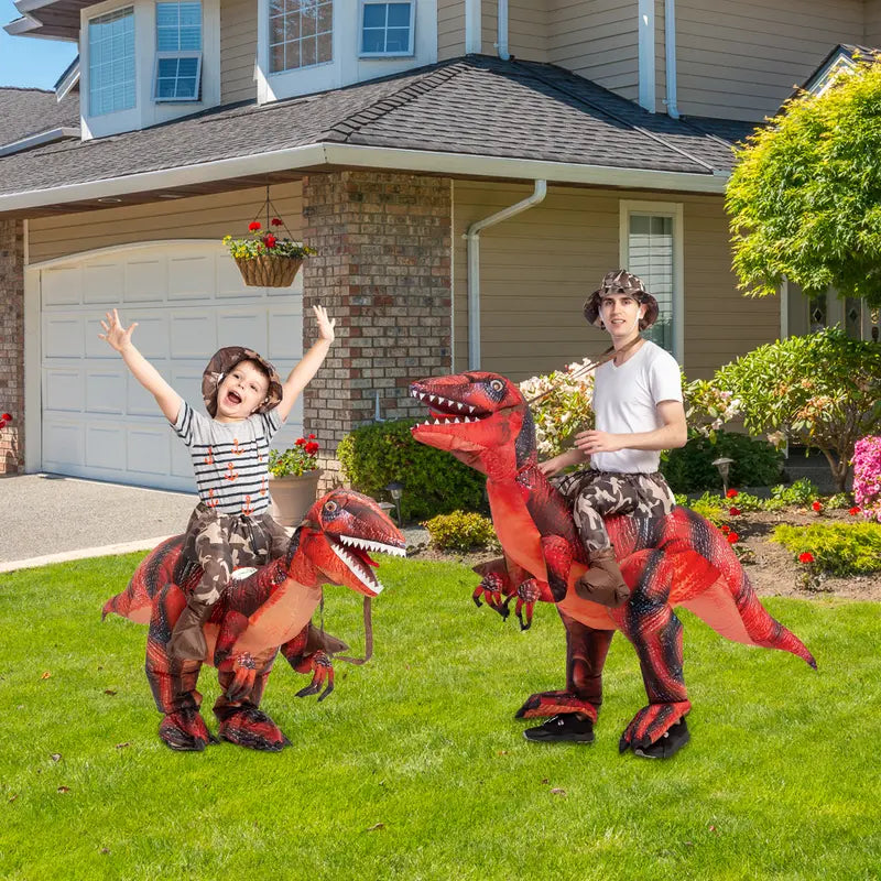 Inflatable Dinosaur Costume for Halloween - Realistic Design with Red Glowing Eyes - Clothing, Menswear