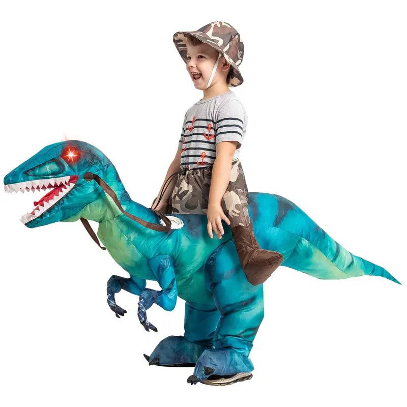 Inflatable Dinosaur Costume for Halloween - Realistic Design with Red Glowing Eyes - Clothing, Menswear