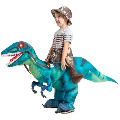Inflatable Dinosaur Costume for Halloween - Realistic Design with Red Glowing Eyes - Clothing, Menswear