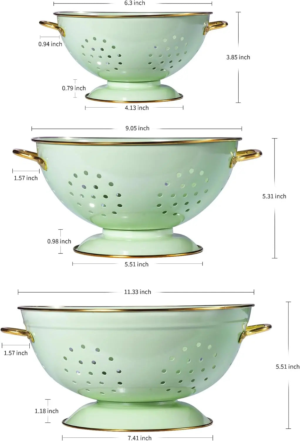 3-Piece Metal Strainer Set