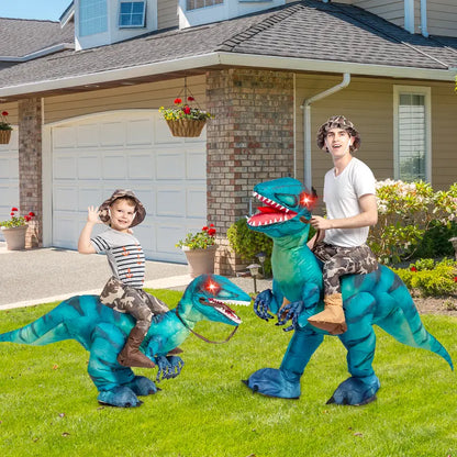 Inflatable Dinosaur Costume for Halloween - Realistic Design with Red Glowing Eyes - Clothing, Menswear