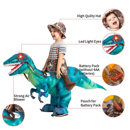 Inflatable Dinosaur Costume for Halloween - Realistic Design with Red Glowing Eyes - Clothing, Menswear