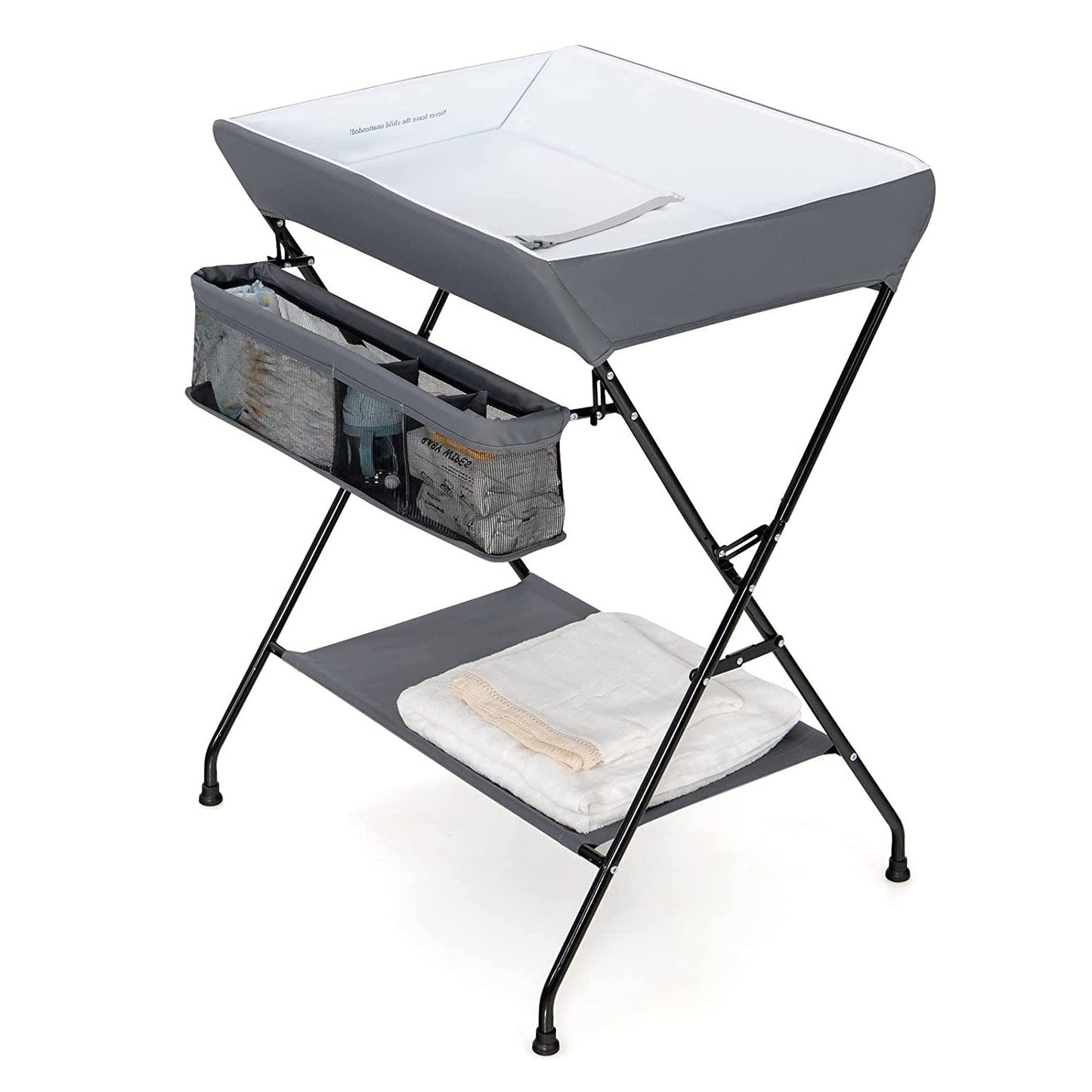 Table à langer pliable large grise pour bébé
