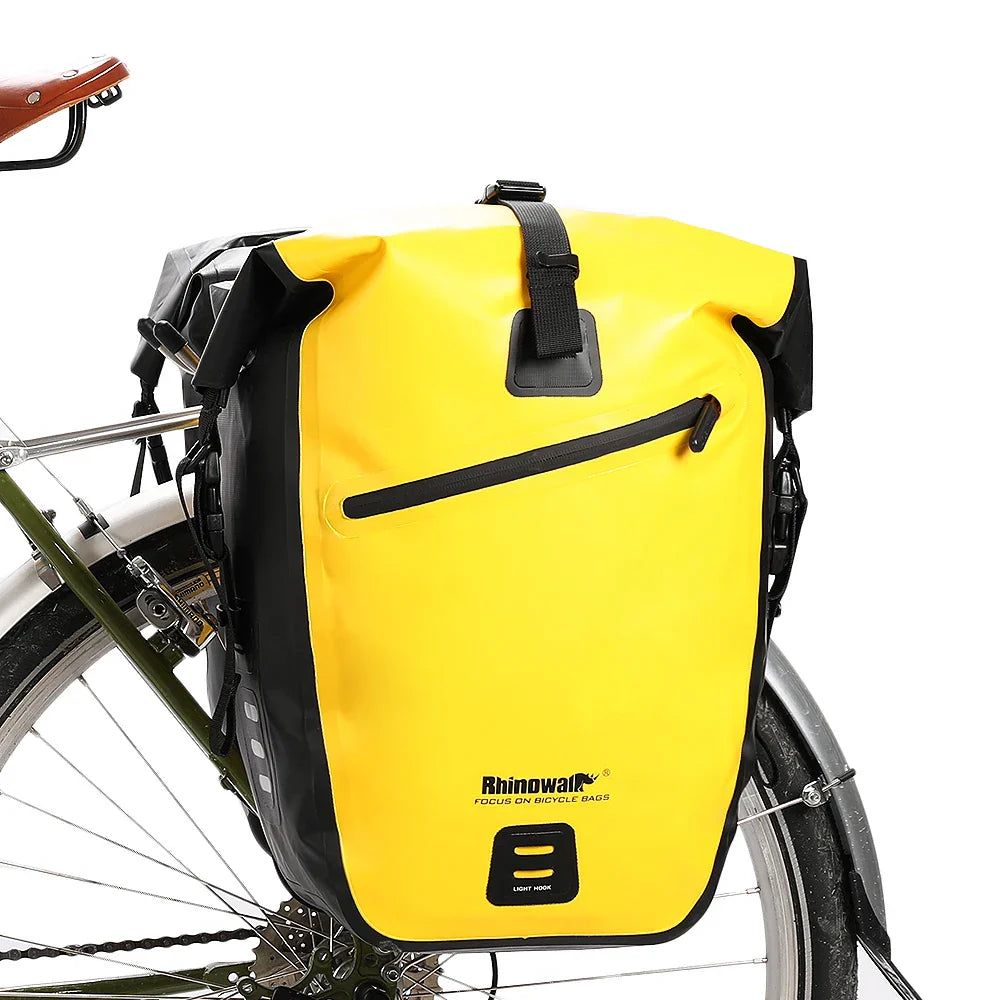 Sac de vélo 20L pour porte-bagages arrière, en polyester imperméable, jaune