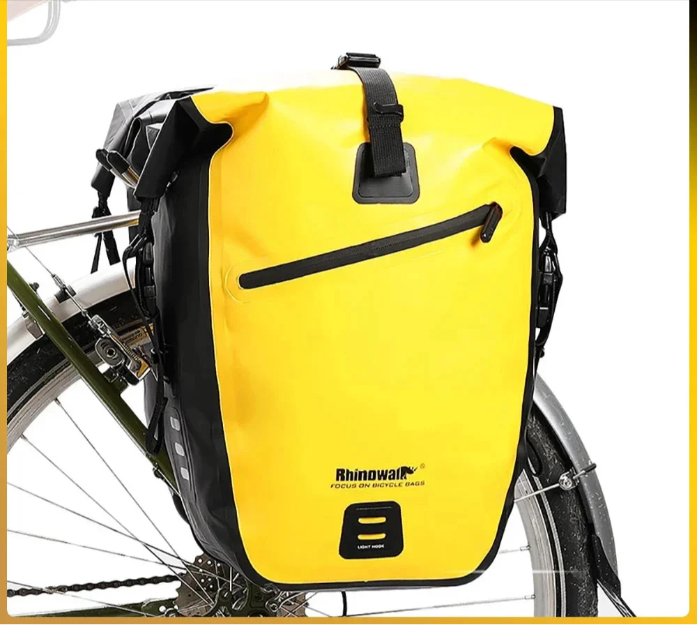 Sac de vélo 20L pour porte-bagages arrière, en polyester imperméable, jaune