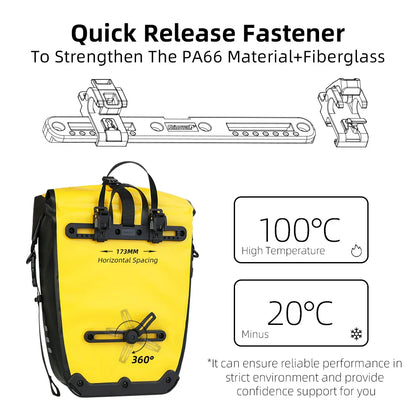 Sac de vélo 20L pour porte-bagages arrière, en polyester imperméable, jaune