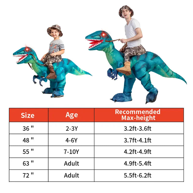 Inflatable Dinosaur Costume for Halloween - Realistic Design with Red Glowing Eyes - Clothing, Menswear
