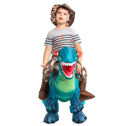 Inflatable Dinosaur Costume for Halloween - Realistic Design with Red Glowing Eyes - Clothing, Menswear