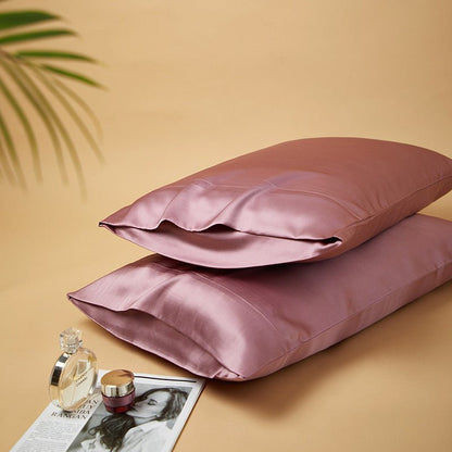 Coffret Cadeau Soie : Lot de 2 taies d'oreiller en soie de mûrier 100% biologique de grade 6A - 30 Mommes, pure soie des deux côtés