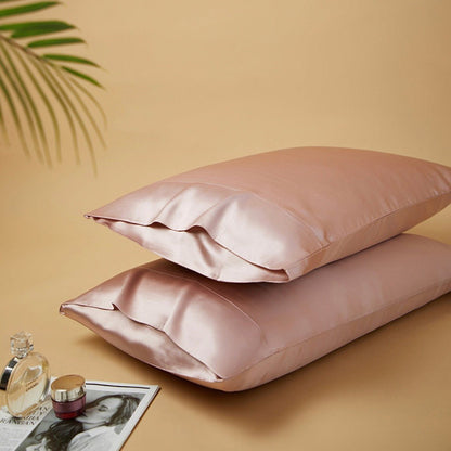 Coffret Cadeau Soie : Lot de 2 taies d'oreiller en soie de mûrier 100% biologique de grade 6A - 30 Mommes, pure soie des deux côtés