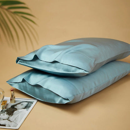 Coffret Cadeau Soie : Lot de 2 taies d'oreiller en soie de mûrier 100% biologique de grade 6A - 30 Mommes, pure soie des deux côtés