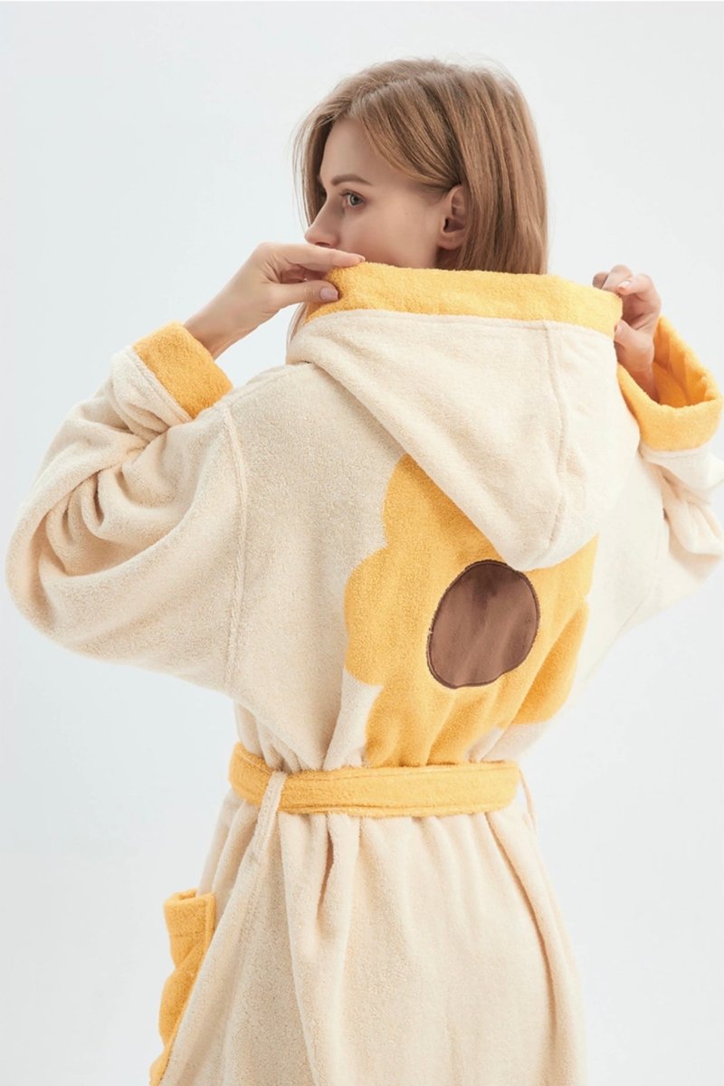 Peignoir à Capuche Fantaisie Tournesol Ultra Doux – 100 % Coton Biologique à Fibres Longues