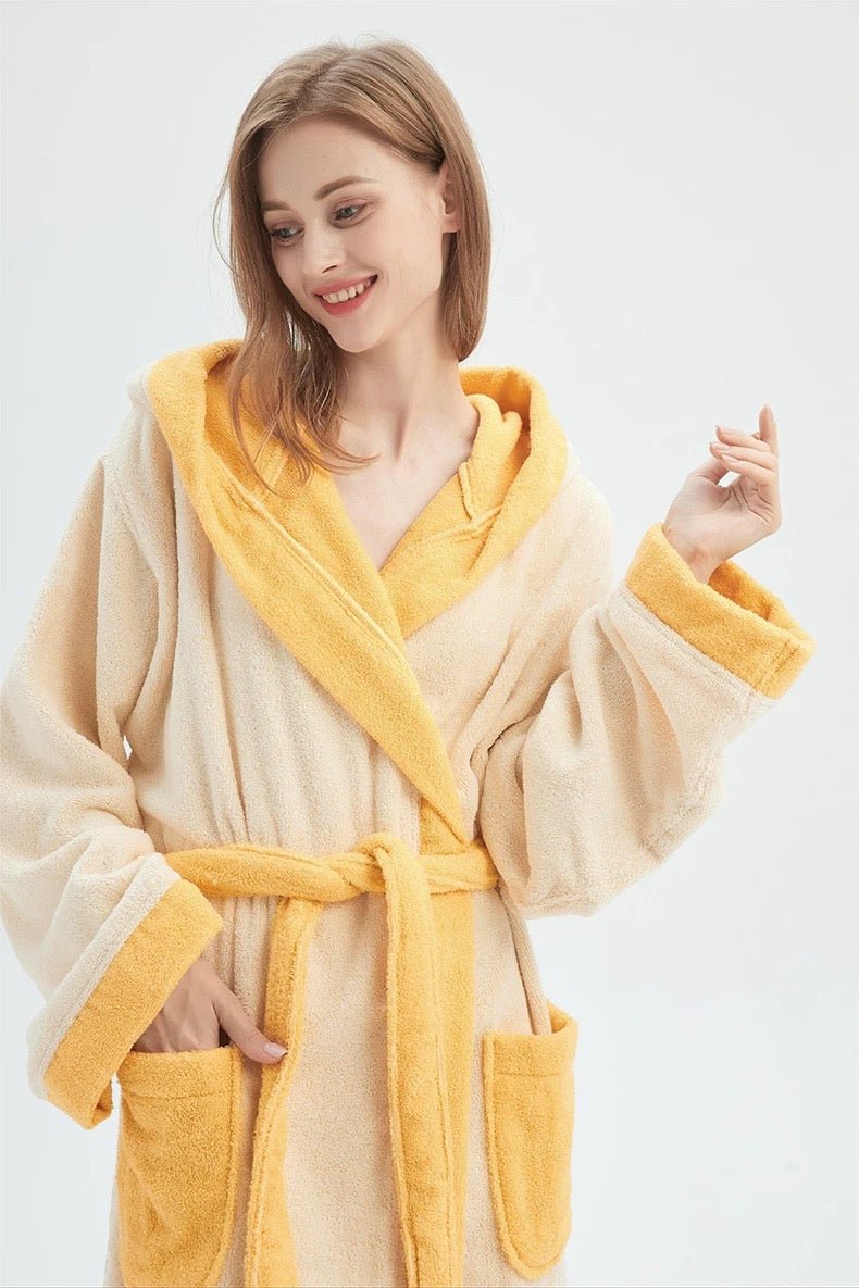 Peignoir à Capuche Fantaisie Tournesol Ultra Doux – 100 % Coton Biologique à Fibres Longues