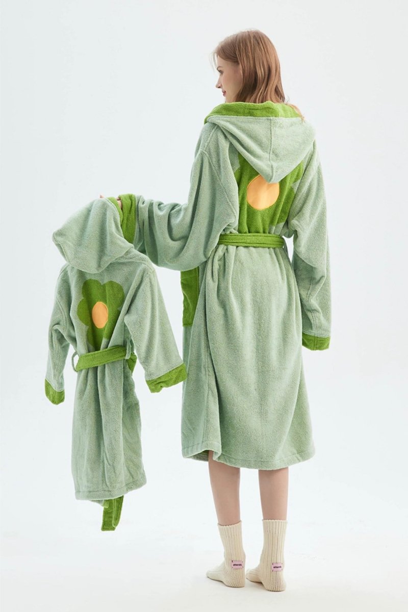 Peignoir à Capuche Fantaisie Tournesol Ultra Doux – 100 % Coton Biologique à Fibres Longues